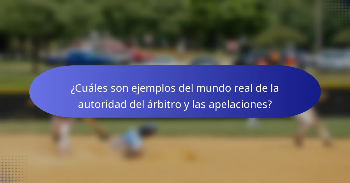 ¿Cuáles son ejemplos del mundo real de la autoridad del árbitro y las apelaciones?
